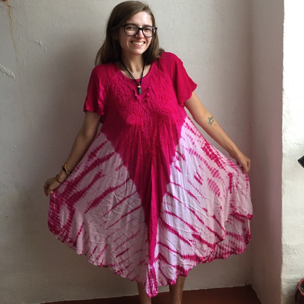 Pink tie dye dress